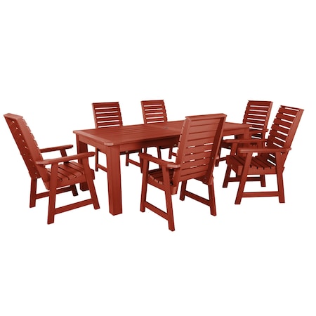 Highwood Usa Weatherly 7pc Rectangular Outdoor Patio Furniture Dining Set 84 x 42 AD-ST7WL1CO5AA-RED
